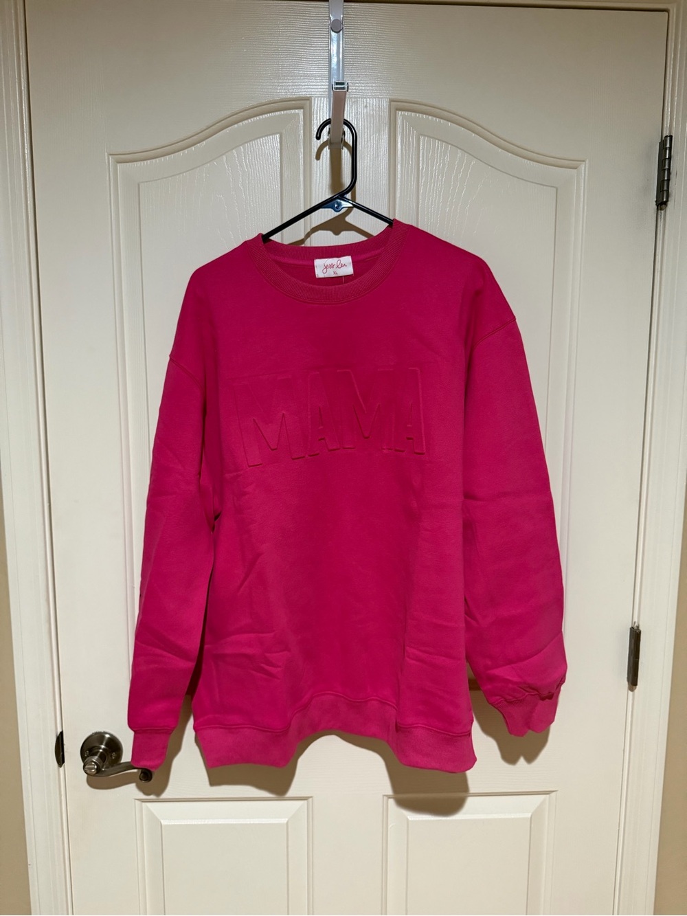 Jess Lea Fuchsia Embossed “Mama” Crewneck Sweatshirt